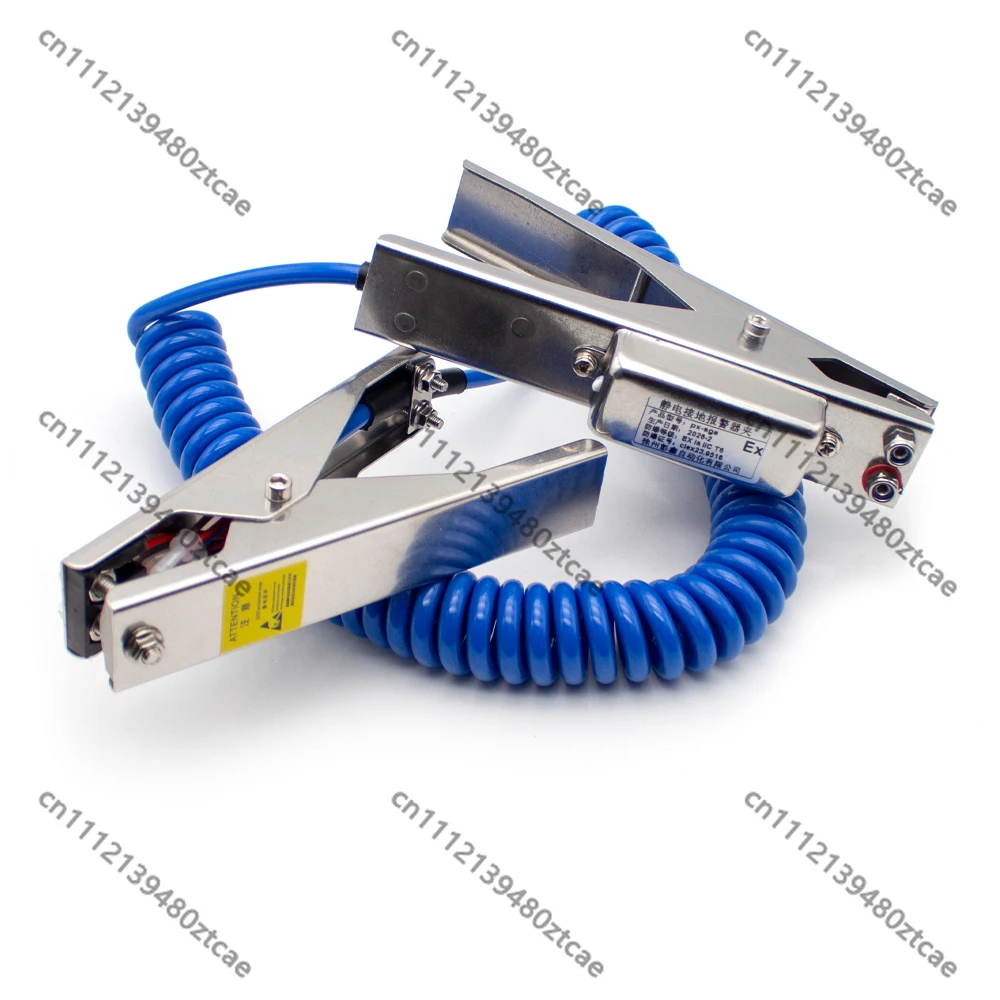 Anti Explosion Static Grounding Clamp with Sound Light Alarm 5m Spiral CableStatic Eliminator Industrial Static Removing Tool