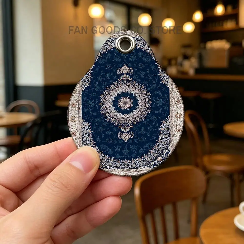 Persian Rug Carpet PU Leather Card Holder Keychain Key Ring Door Lock Access Tag ID Access Card Air Tag Case Keychain Card - view 2