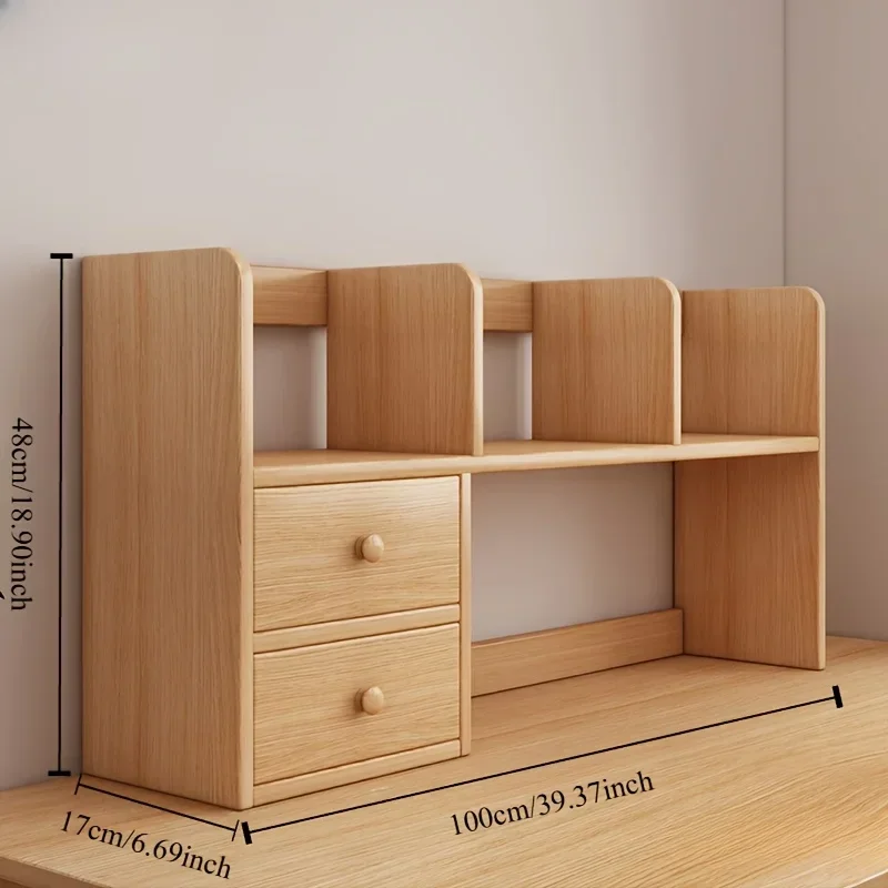 

Solid Wood Fiberboard Bookshelf – Compact Desktop Organizer, Natural Finish for Small Spaces