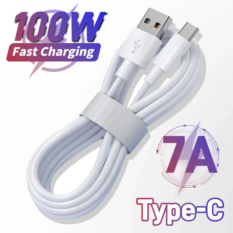 100W 7A Fast Charger Cable For Xiaomi Redmi POCO Samsung Huawei Phone OPPO USB To Type C Quick Charging Data Cables Accessories