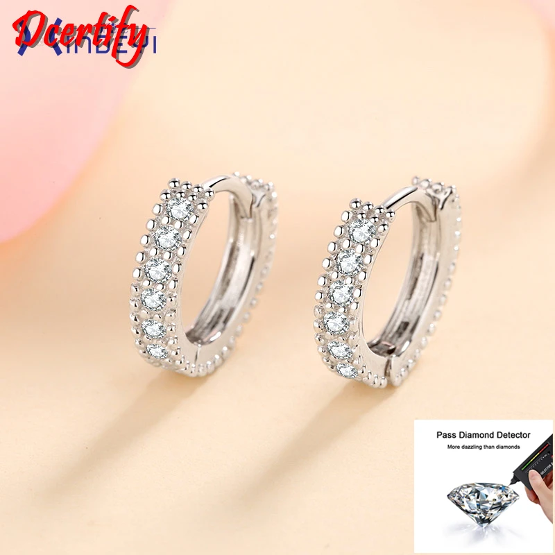 Super Design D Color Moissanite Huggie Hoop Earrings For Women Real White Gold 10K Women Earrings