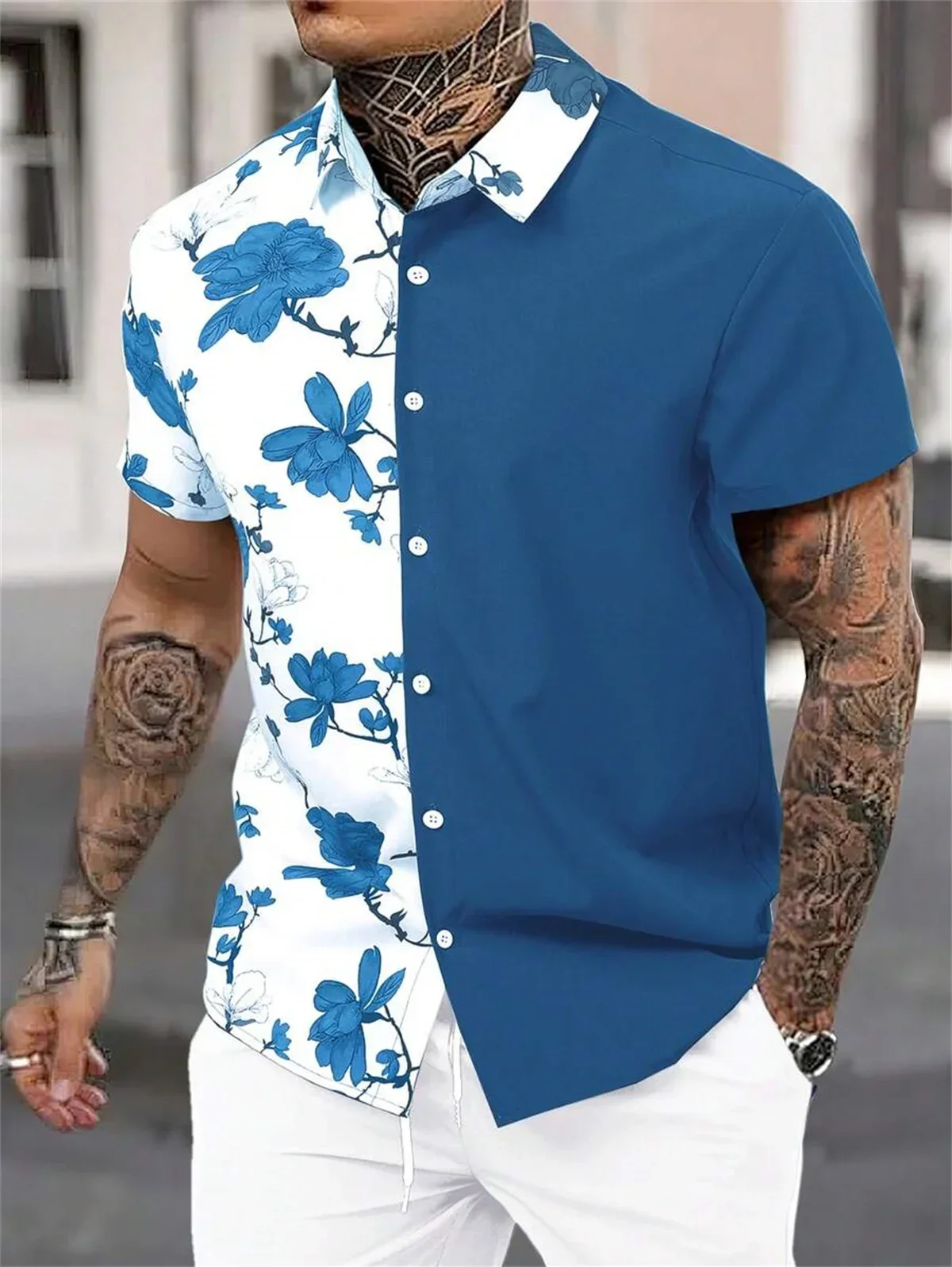 

Summer Fashion New Men's Short Sleeve Shirts Everyday Casual Lapel Men's Tops Large Size Hawaiian Comfortable Men's Shirts