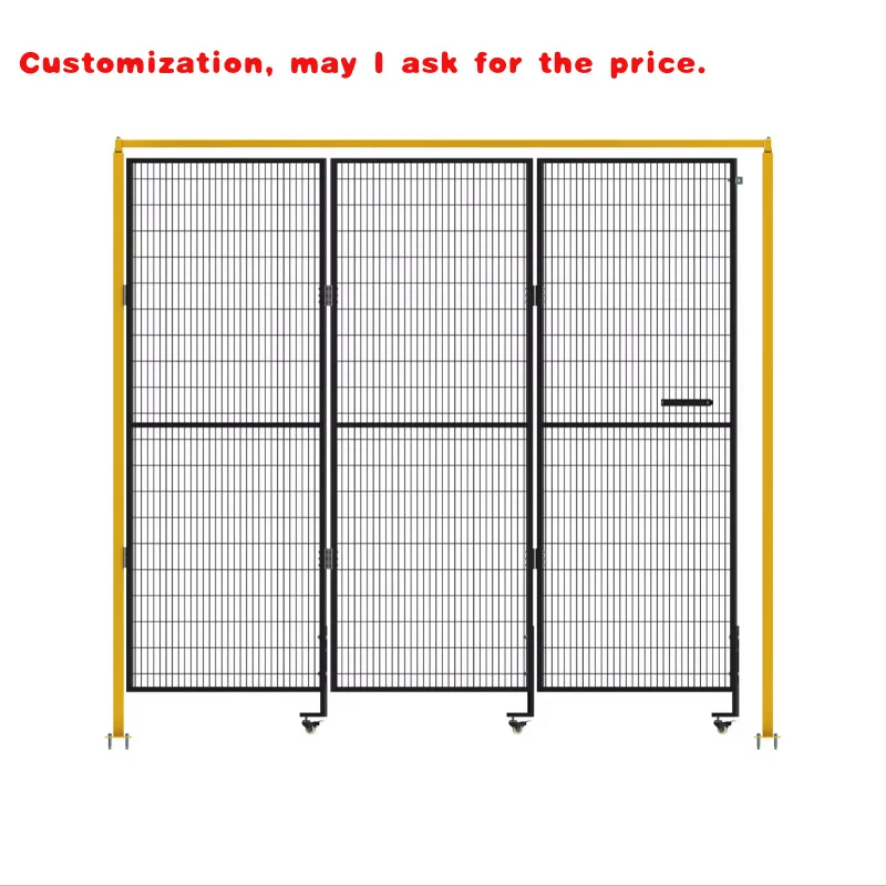 custom.Industrial Safety Sliding Door with Powder Coated Metal Frame Heat Treated Wood Welded Wire Mesh Security Fence Accessory