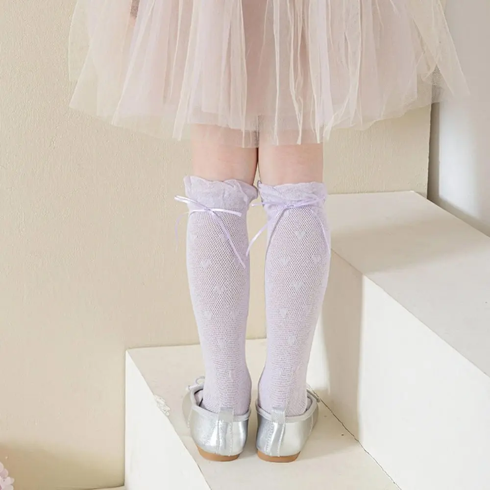 

Comfortable Sweet Children Mid-Tube Hosiery Princess Ribbon Bow Lolita Lace Stockings Cotton Thin Balletcore Socks Girls