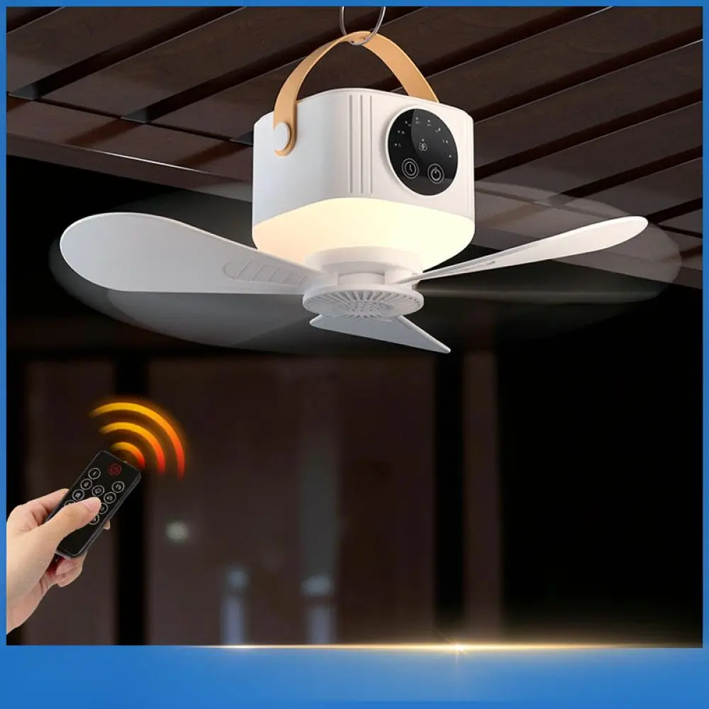 Portable Camping Fan With LED Light Remote Control Rechargeable Ceiling Table Wall Mounted Cooling Tent Air Circulator