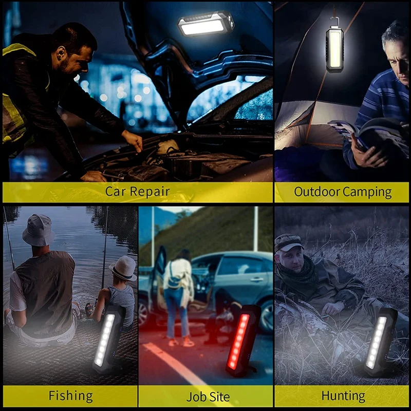 LED Work Light Portable Magnetic Light 1000 Lumen Rechargeable COB Work Light With Magnetic Base And Hanging Hook