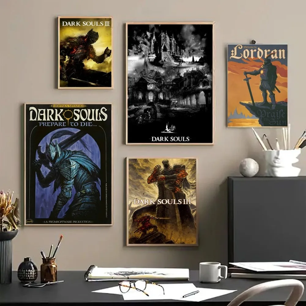 

Dark Souls Movie Sticky Posters Fancy Wall Sticker for Living Room Bar Decoration Vintage Decorative Painting