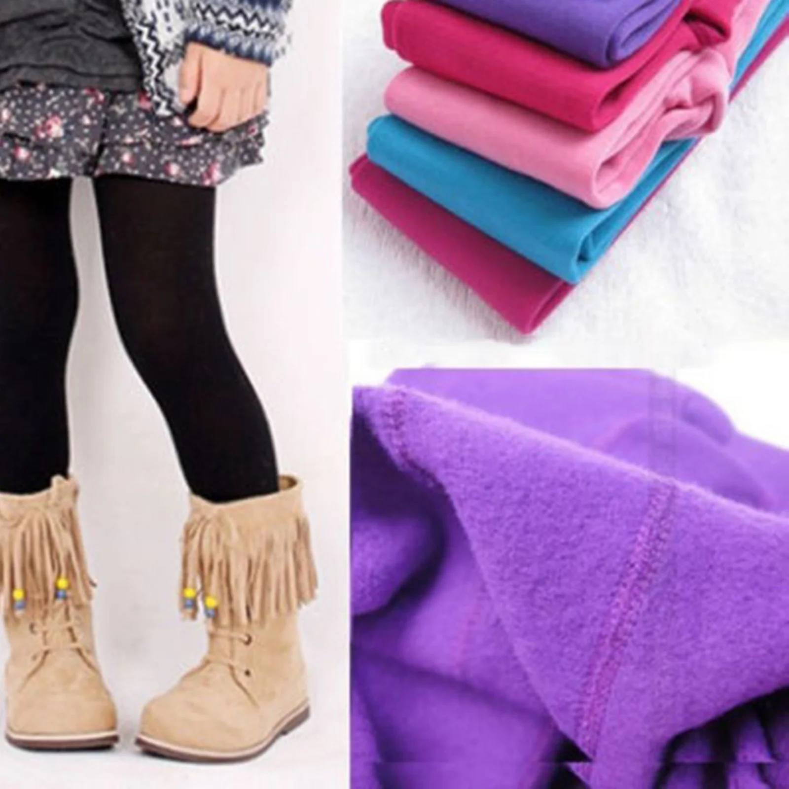 

Girls Winter Warm Lined Navy Tights Elastic Thick Stretchy Leggings High Quality Soft Warm Coverage Perfect Under Dresses Skirts