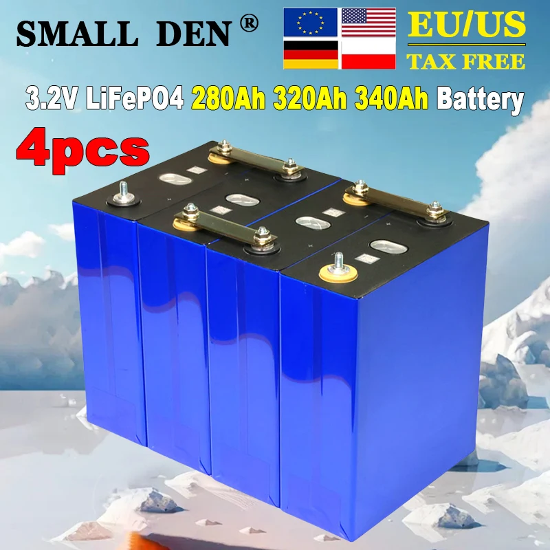 4 pcs New 3.2V 340Ah 320Ah 280Ah 3C Lithium Iron Phosphate Battery 12V 48V Solar Energy Storage Rechargeable Battery Duty Free