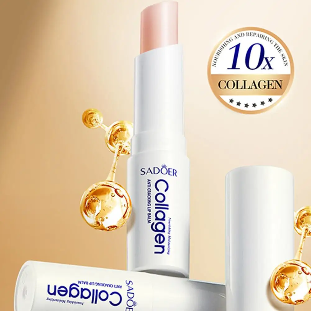 Bálsamo labial hidratante de colágeno para otoño e invierno, hidratante antigrietas, mejora el Color de los labios, relleno de labios, antienvejecimiento, exfoliante de 2,7g