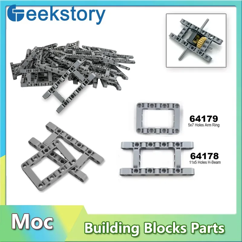 11x5 Holes H-Beam Building Block Parts 64178 H-Frame Hole Arm Ring 64179 5x7 Arm Hole Circle MOC Bricks Assembled DIY Toys Model