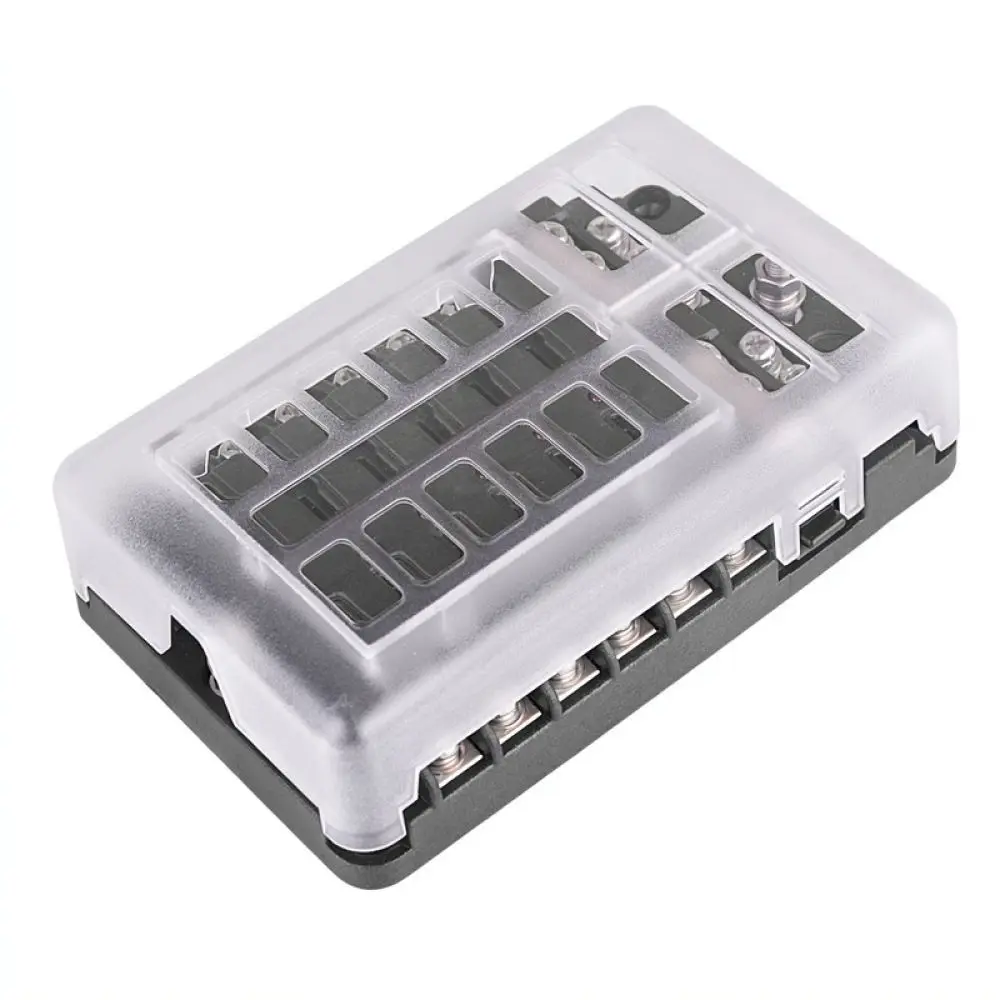 For For Yudai Rv Marine Boat Car Fuse Holder 12 Circuit Blade Fuse Box Electrical Terminal Block Power Distribution Panel
