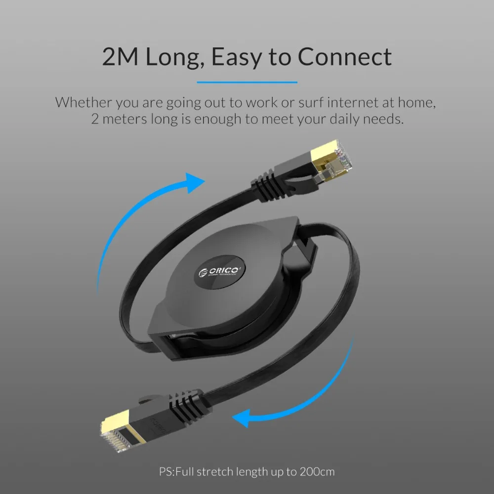 ORICO Gigabit Network Cable Portable Retractable Ethernet LAN Internet Network Cable for Laptop Router Network Cable 1000Mbps 2M