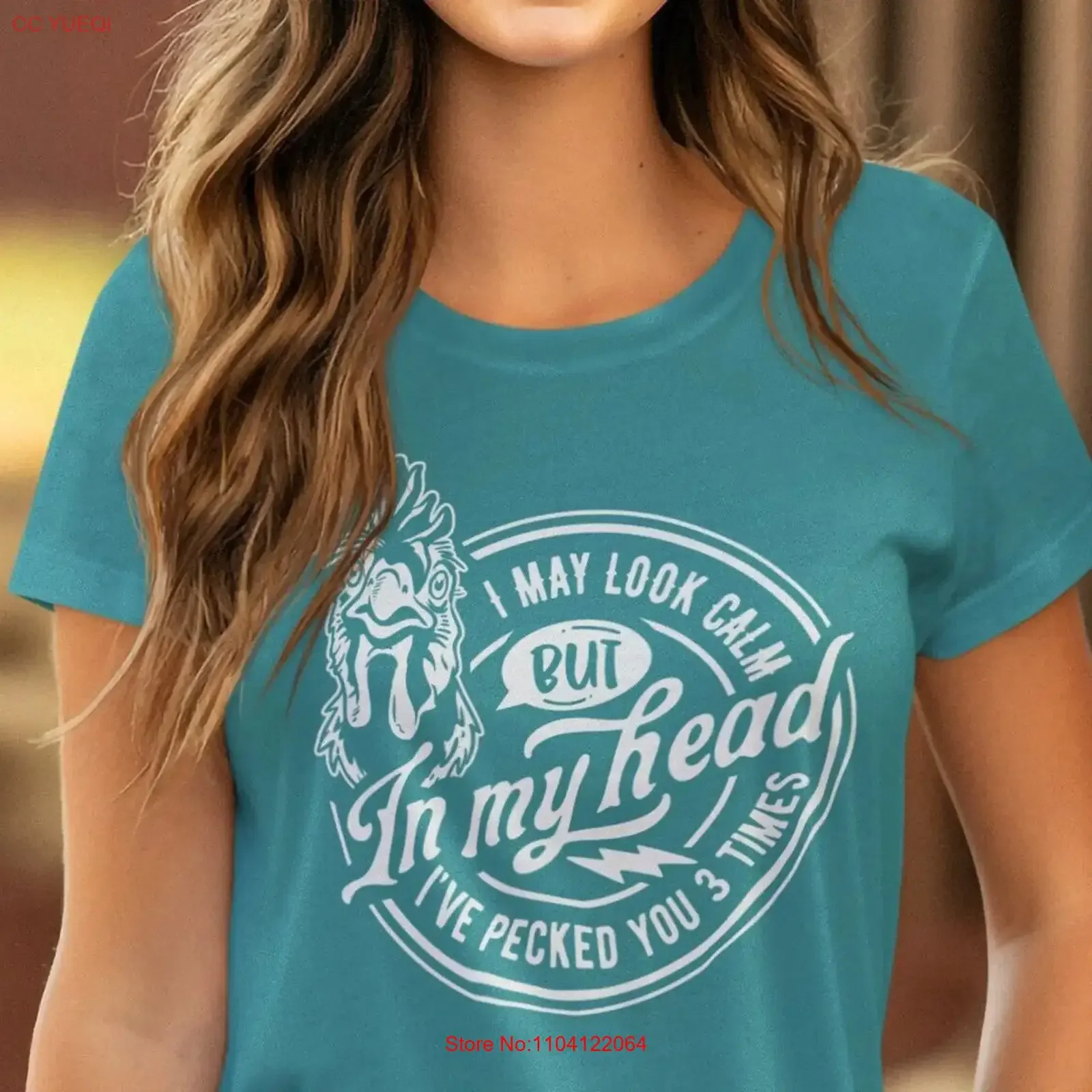 

Футболка из органического хлопка Farm Life Calm Chicken Pecker для нее, винтажный стираный повседневный топ для повседневной носки, мягкая мода