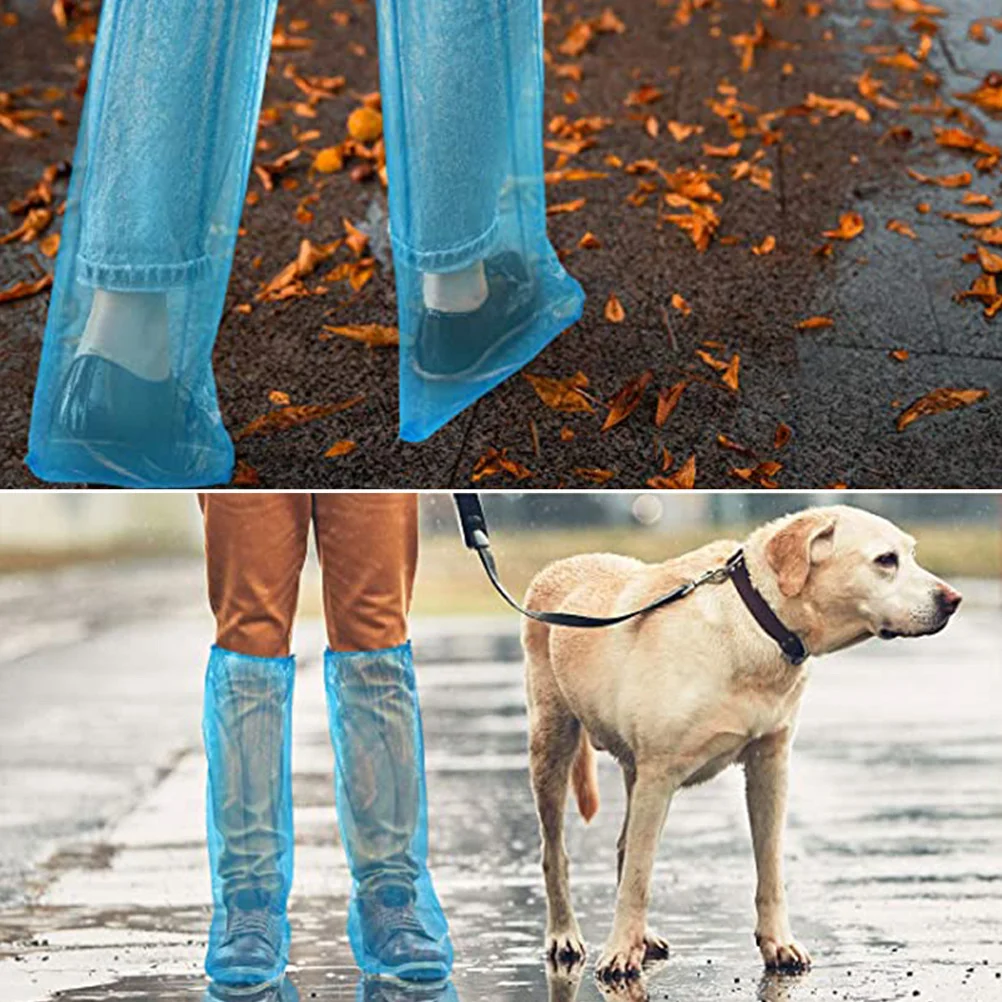 

100Pcs Lengthen Waterproof Shoe Cover Disposable Protective Overshoes Thickened Shoe Protector for Rain Mud Slush Daily Use