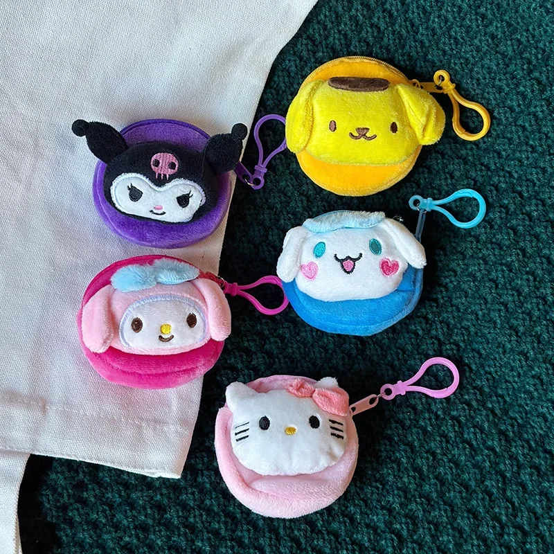 

Sanrio плюшевый кошелек для монет Cinnamoroll Kuromi HelloKitty Pompompurin Melody аниме периферийная игрушка школьная сумка кулон детский подарок