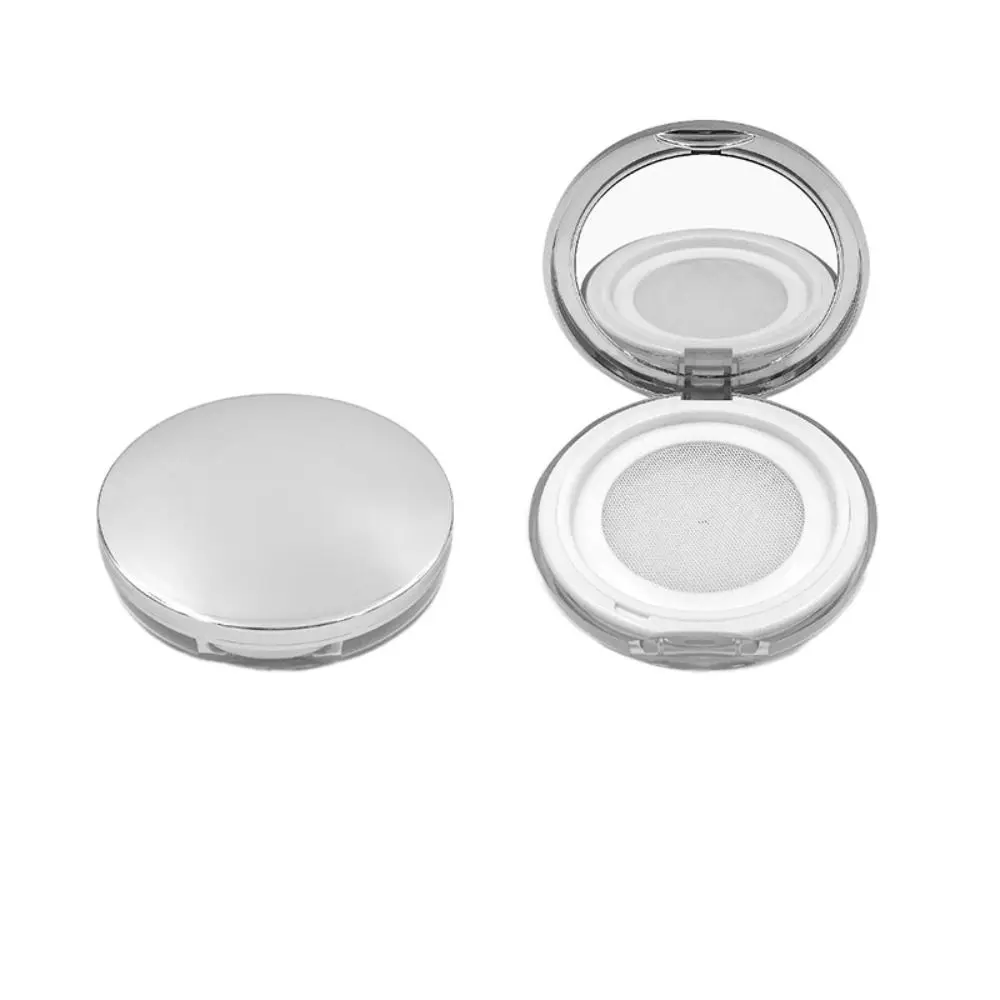 Reusable Plastic Loose Powder Jar Capacity 3g Multifunction Bulk Powder Box with Mirror Silver Cosmetics Container Travel