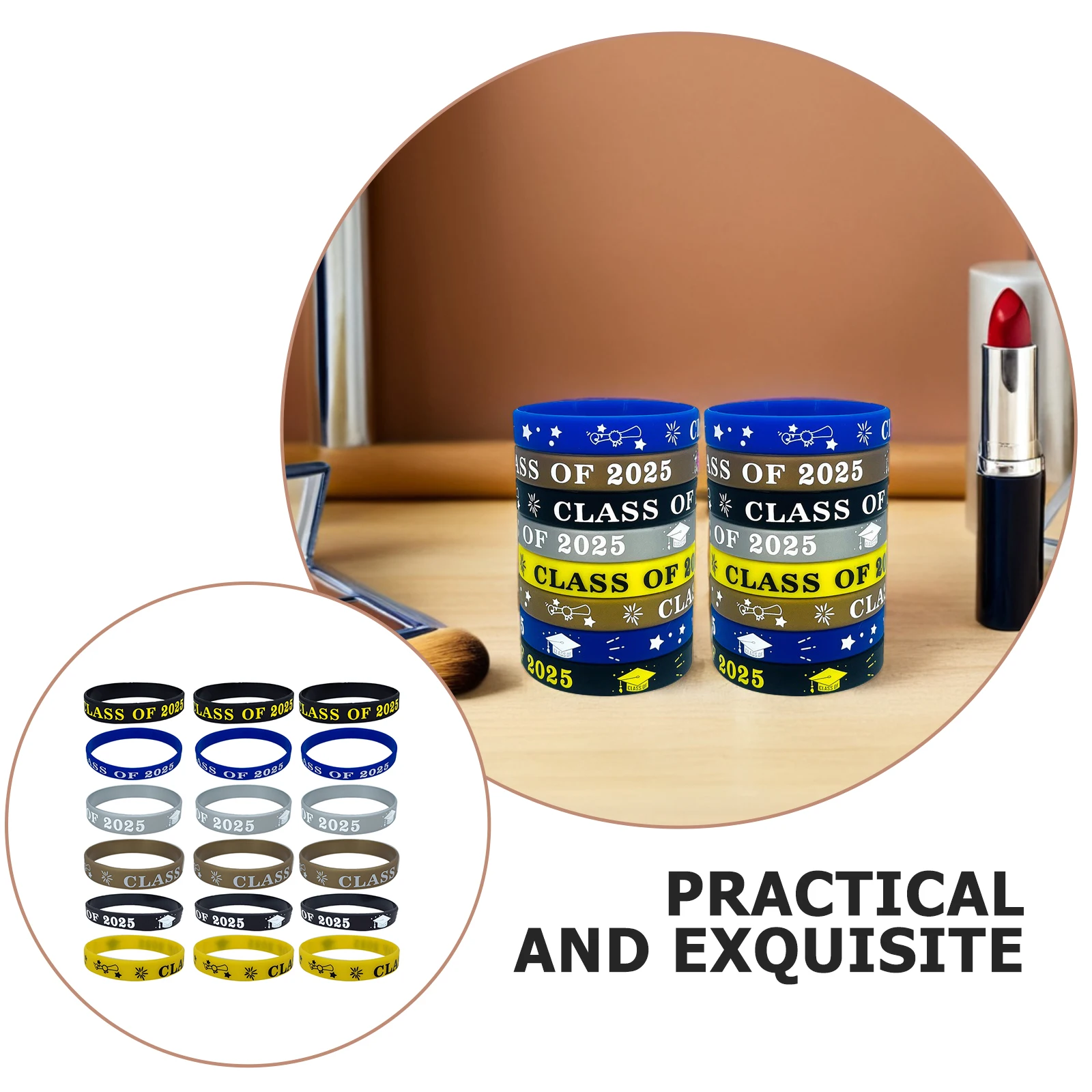 

24Pcs Graduation Silicone Wristbands Class of 2025 High School Grad Bracelets Party Favors for Students Teachers Keepsake