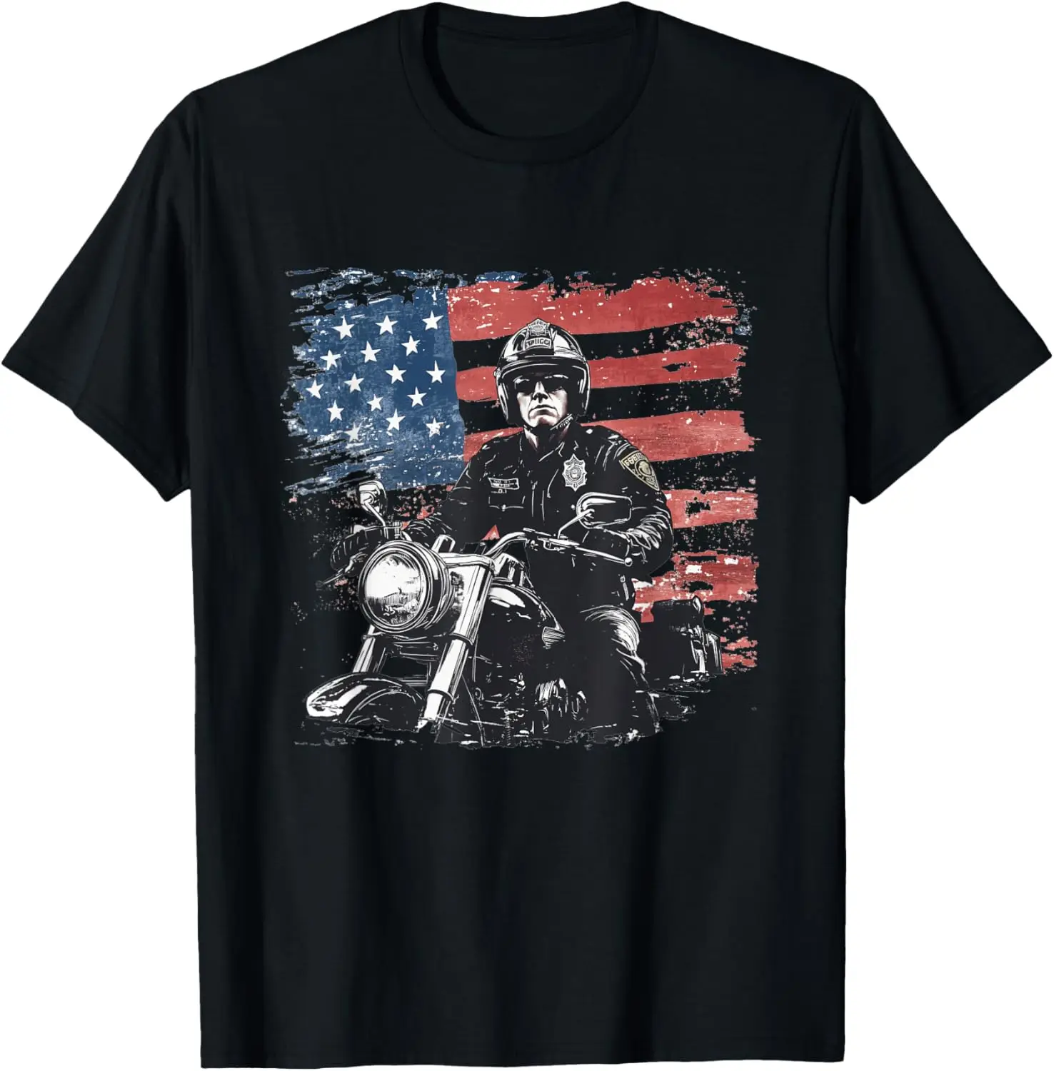 

Patriotic Biker Cop. American Officer Motorcycle Police T-Shirt