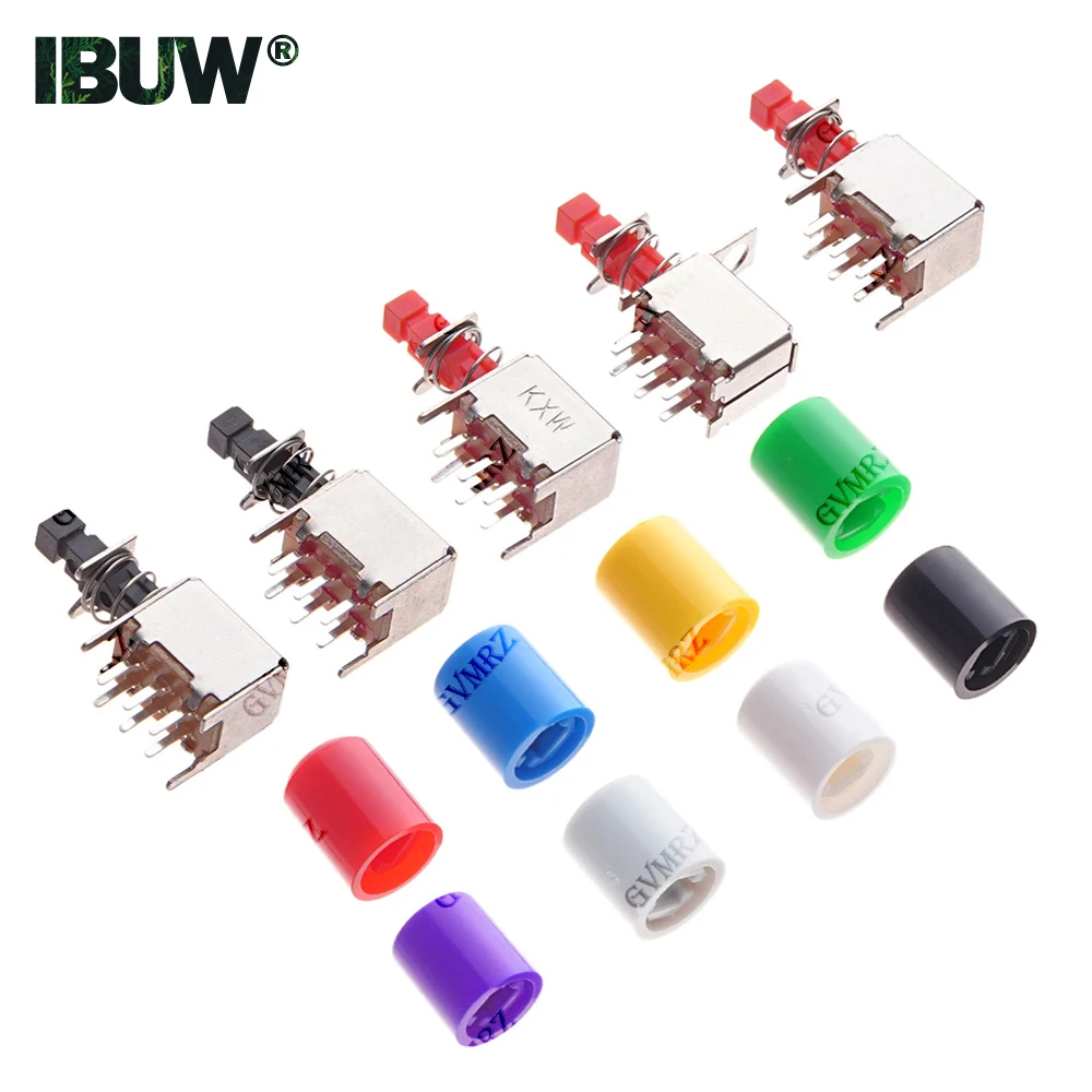 10PCS PS-22F03 Directly key switch A03 6pins self-locking Green Red Black White Yellow Cap Red Black