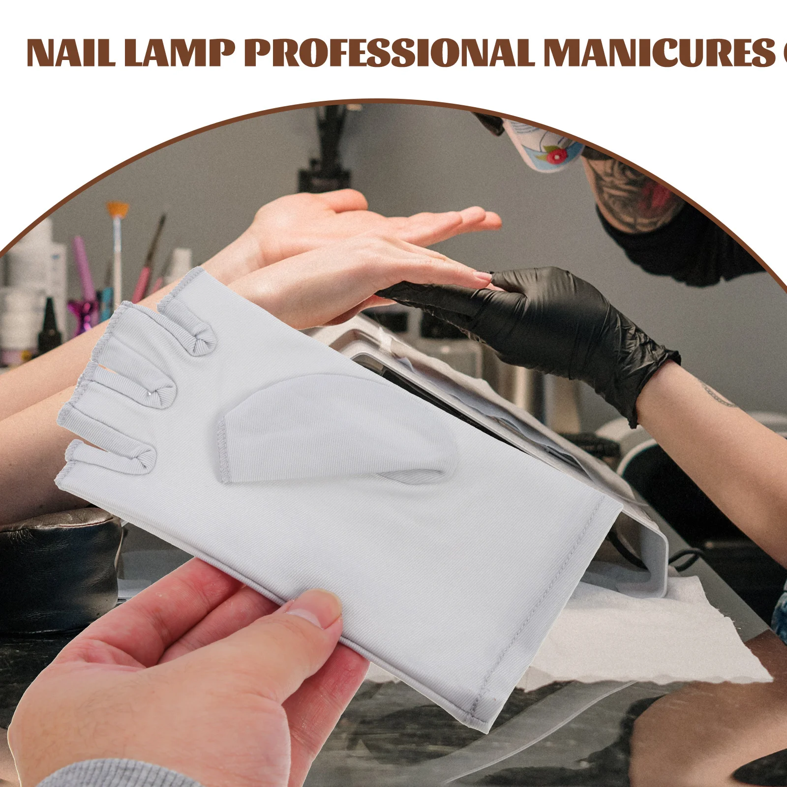 1 زوج أصابع قفازات حماية من الأشعة فوق البنفسجية لجل مانيكير المضادة للأشعة فوق البنفسجية قابلة لإعادة الاستخدام اليد يغطي مسمار الفن اكسسوارات قفازات الصالون في الهواء الطلق #4