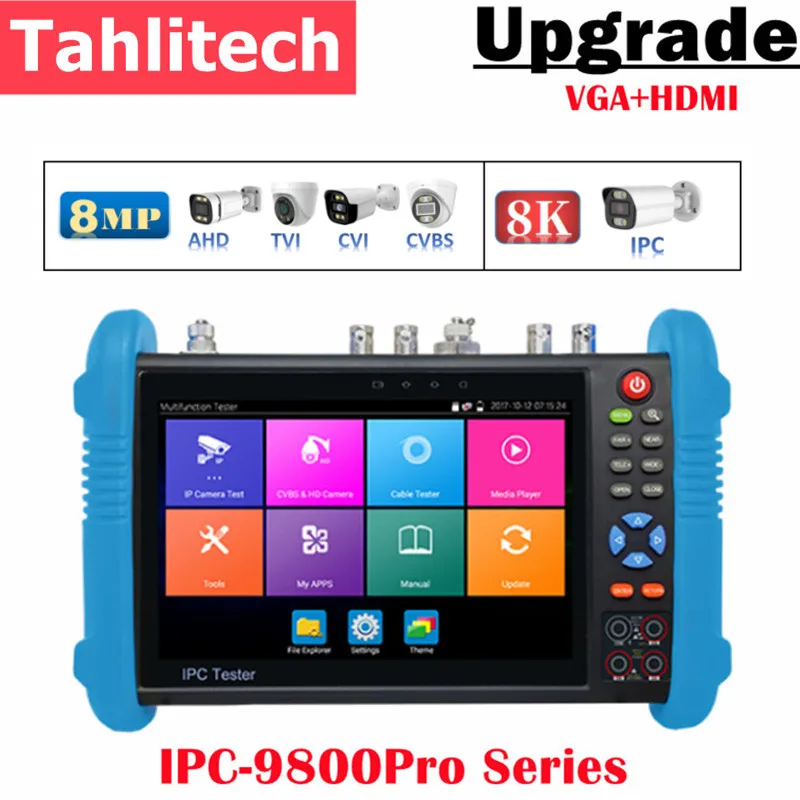 IPC-9800MOVTADHS Pro IPC Tester Support 8K IPC Camera And VGA 8MP AHD CVI TVI Test Wifi PTZ Cable Tester HDMI PoE CCTV Tester