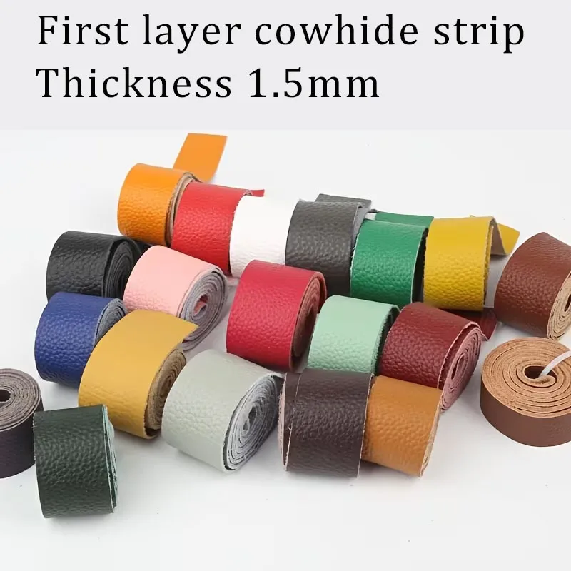 1,5 mm dickes Echtleder-Material, Oberschicht aus Rindsleder, Lychee-Muster Echtleder, handgefertigter DIY-Schultergurt