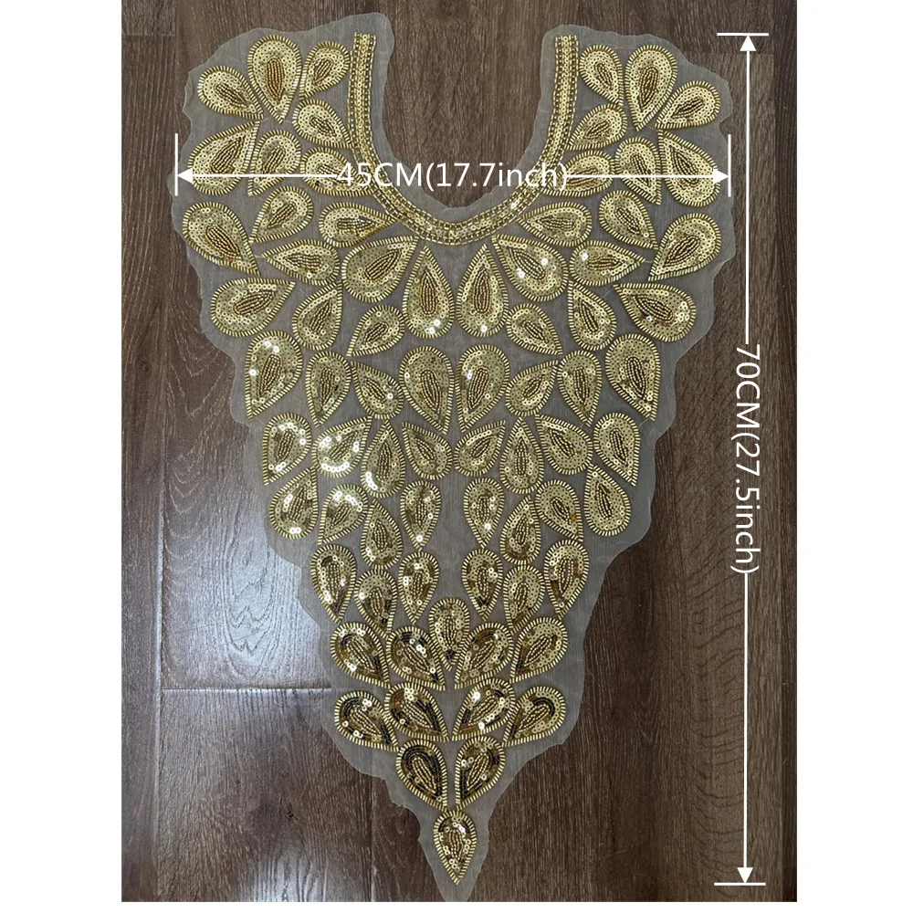 جديد لامعة مطرزة الذهب والفضة الأسود التطريز الحدود صافي الدانتيل طوق بقع #2