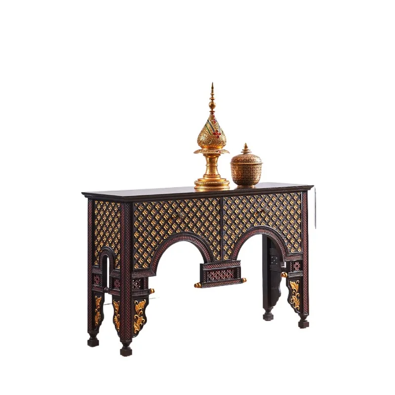 

Стол в стиле дзен с цветочным узором, ручная работа из массива дерева, Юго-Восточная Азия, ретро-дизайн, китайский стиль, для гостиной или прихожей.