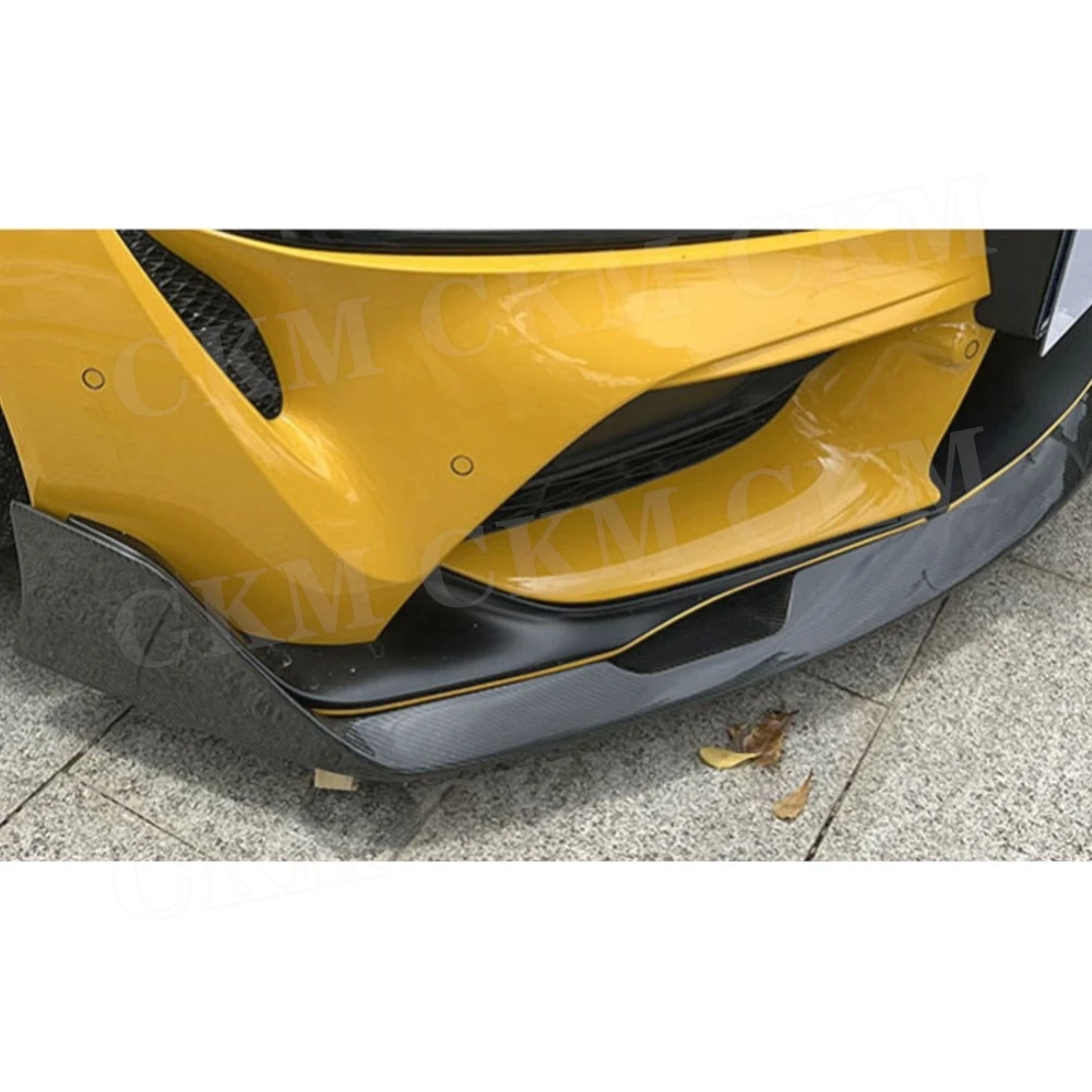 3Pcs for Toyota Supra A90 2019-2024 Carbon Fiber Car Front Bumper Lip Chin Spoiler FRP Head Chin Shovel Cover Body Kit