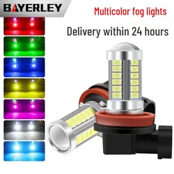 2pcs LED Fog Lights H11 H8 H4 H7 9005 9006 LED Bulbs 33SMD 5730 Car DRL Extremely Bright 6000K White Yellow/Red/Blue/Pink/Green