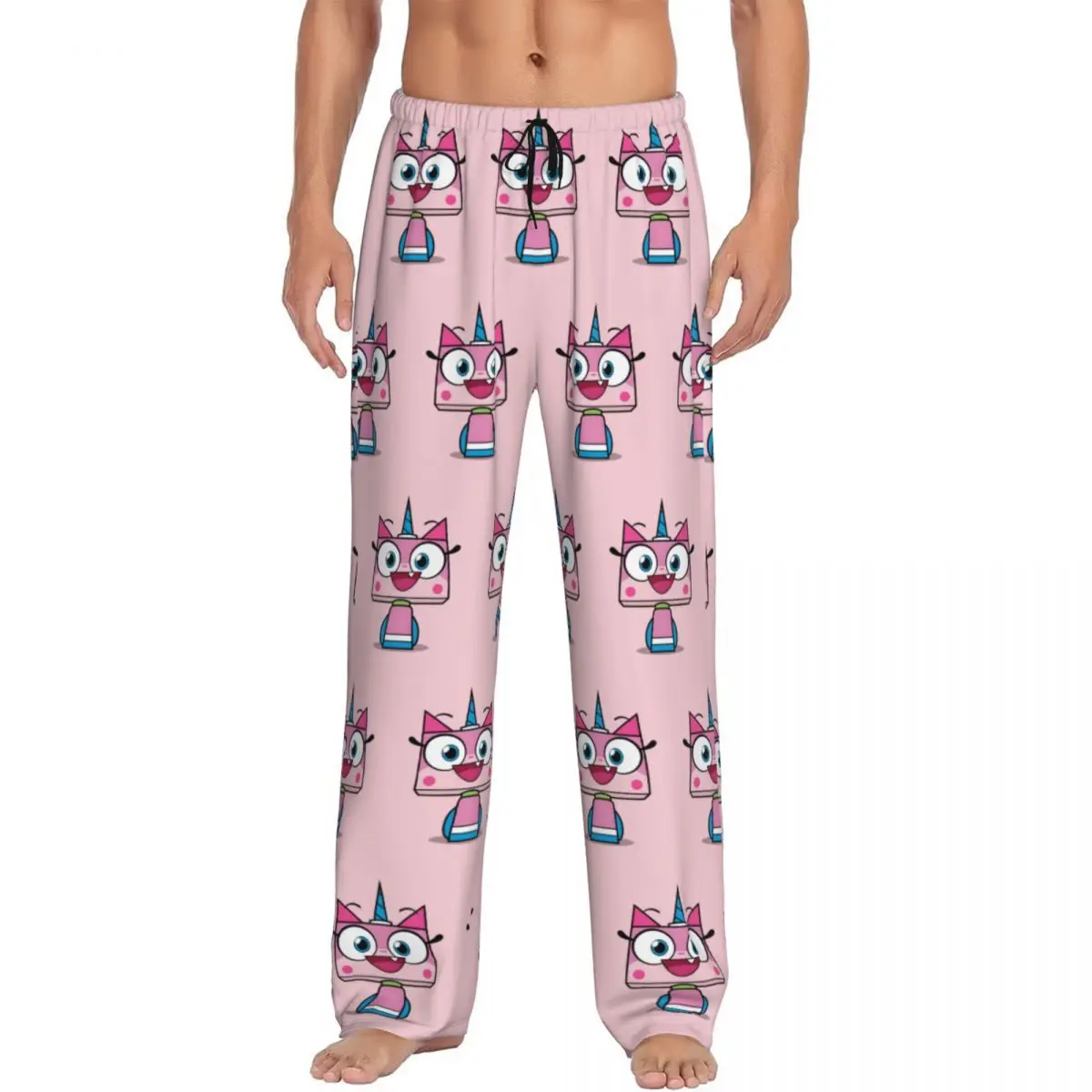 

Custom Unikitty Pajama Pants Men's Cat Anime Sleepwear Lounge Sleep Bottoms Stretch with Pockets