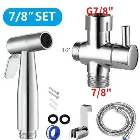GMOX 3-Pack Handheld Bidet Sprayer for Toilet Stainless Steel Cloth Diaper Washer Kit Baby Pet Bath Personal Hygiene