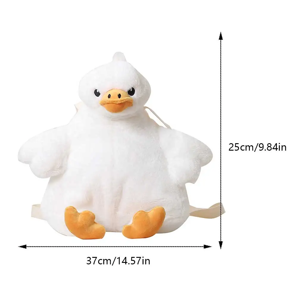 Novelty Plush Cartoon Backpack Cute Duck Fluffy Soft Shoulder Bag Women Furry Design Schoolbag Adjustable Strap Fashion Knapsack