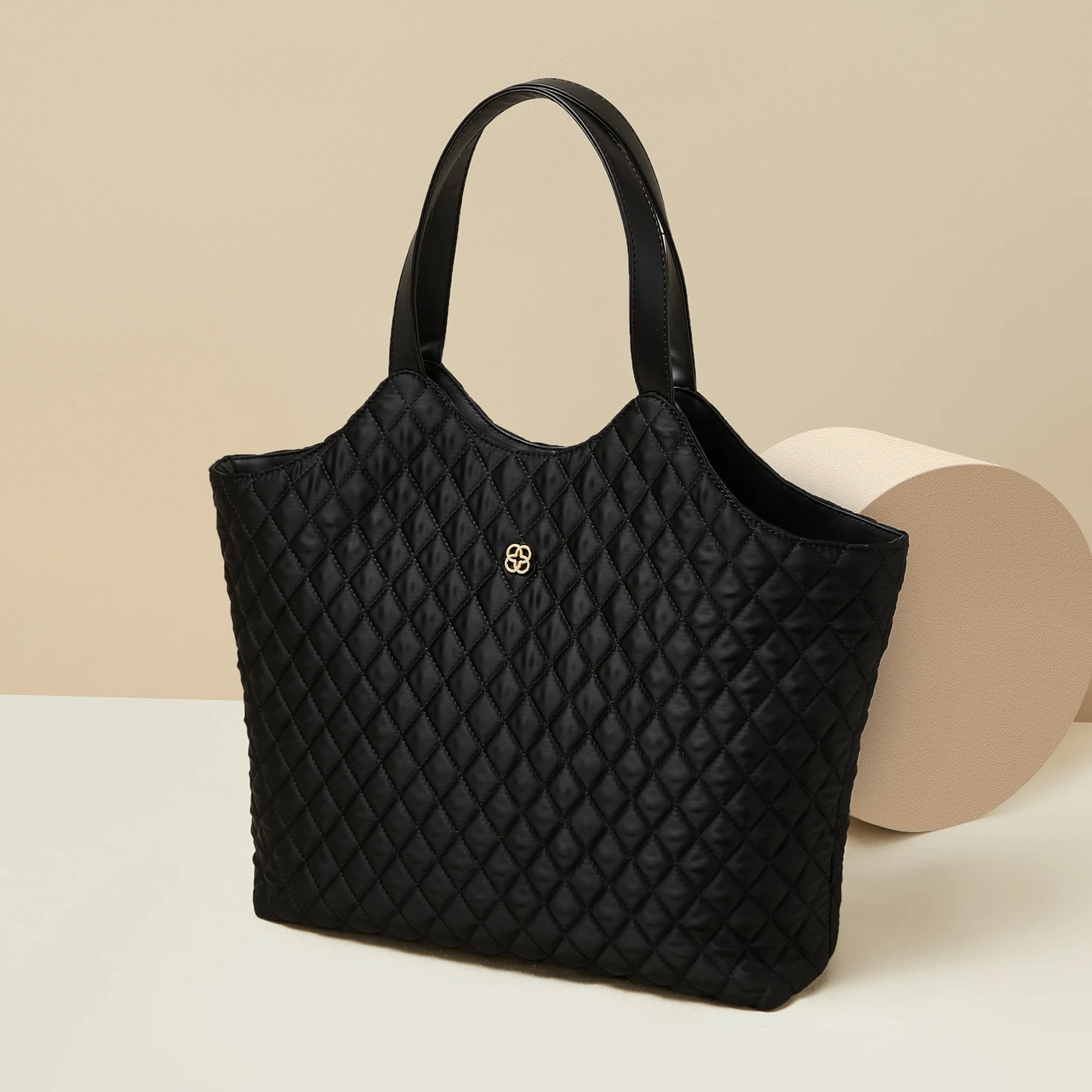 

2025 Autumn Winter New Plaid Women's Handbag Classic Black Large Shoulder Bag Commute Office Female Simple Tote Bag Purse