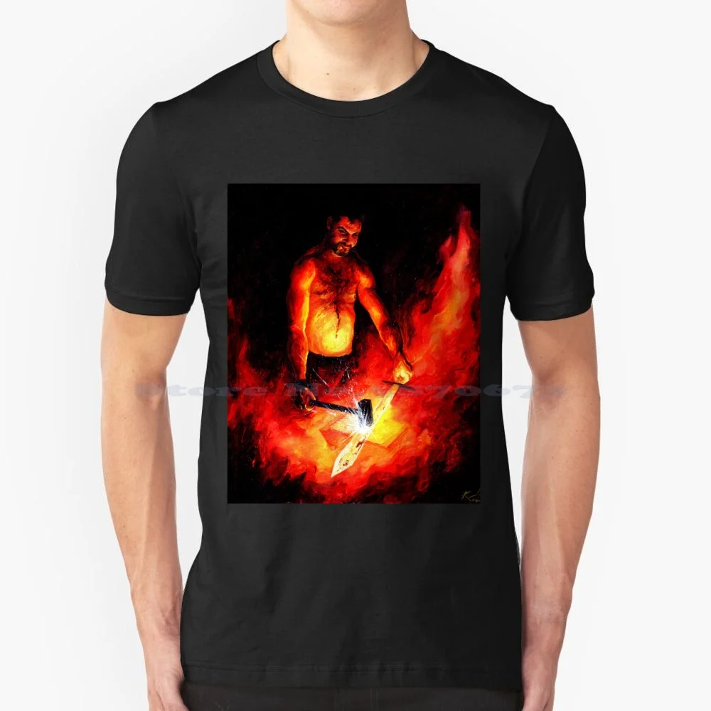 Vulcan , God Of The Forge T Shirt 100% Cotton Tee Vulcan Gods Greek Myth Forge Blacksmith Weaponsmith Anvil Fire