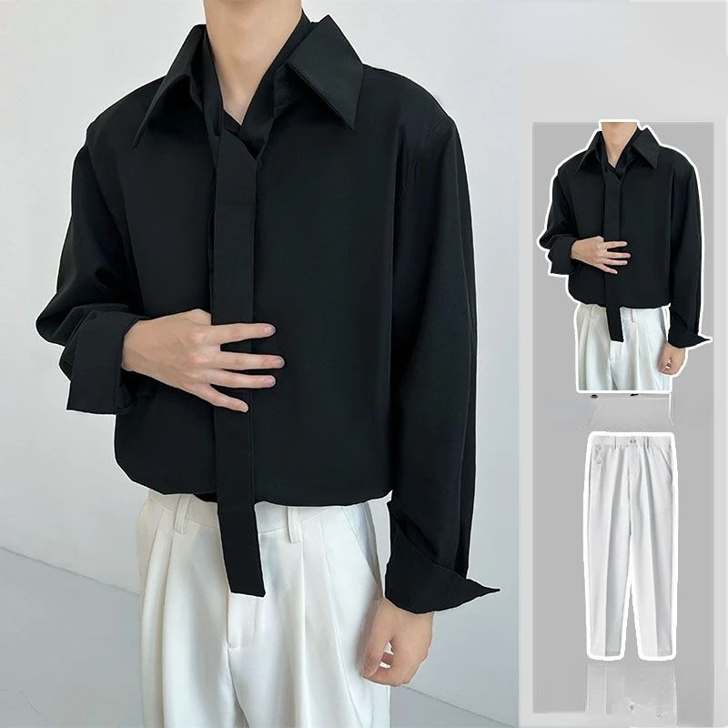 

2023 New Arrival Summer and Spring Chinese Style Solid Color Men Shirt and Trousers Men's Casual Waist Shirts Men Size V09