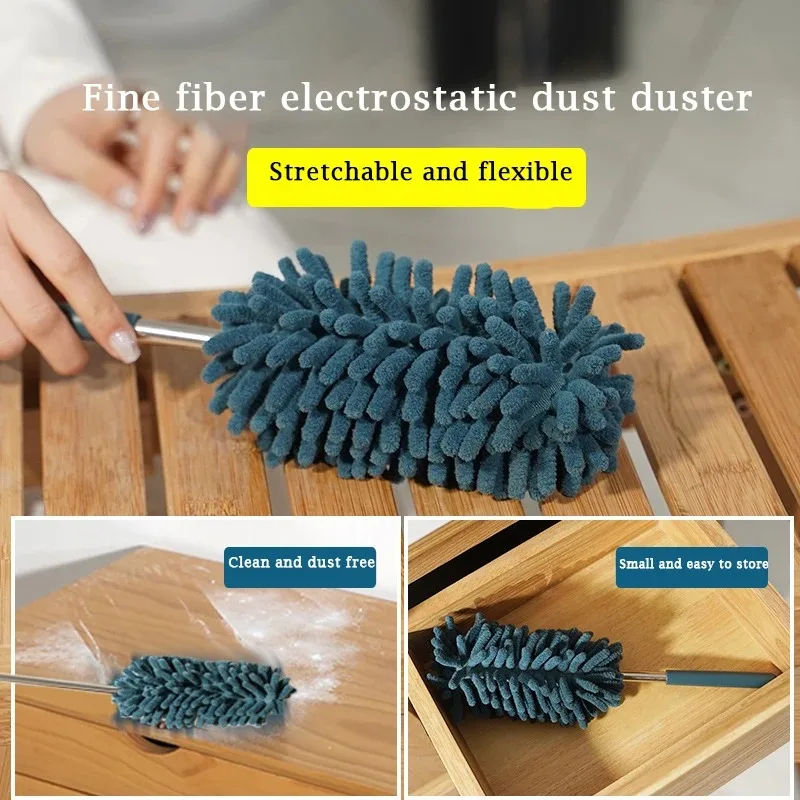 Microfiber Duster for Car Cleaning Hand Washable Brush with Extension Pole 0.8m Stainless steel Dirt Removal Tool Long hair