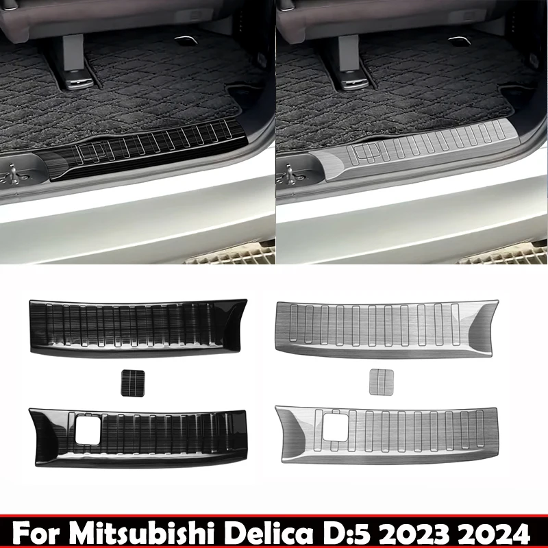 

For Mitsubishi Delica D:5 D5 2023 2024 stainless steel Built-in Rear Bumper Protector door Sill Trunk Tread Plate Accessories