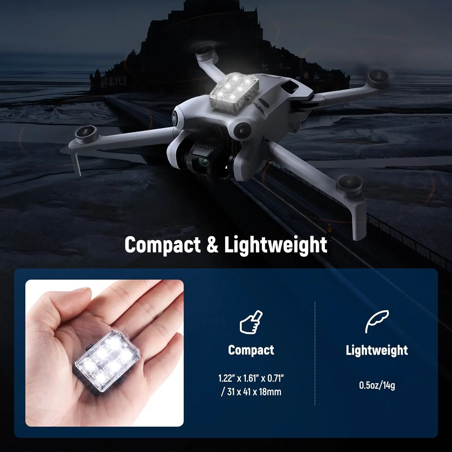 NEEWER Drone Strobe Light، FAA ضوء الطيران الليلي المضاد للتصادم لـ DJI Mini 4 Pro Mini 3 2 SE Mavic Air 3 2 Firehouse Arc V