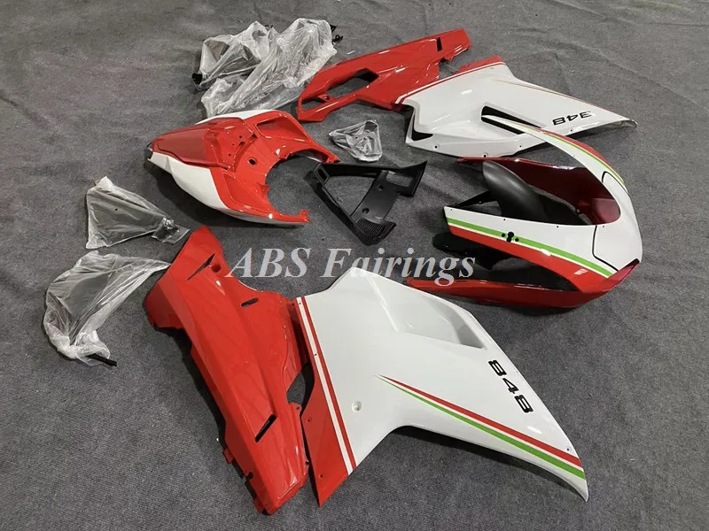 ABS 오토바이 풀 페어링 키트, Ducati 848 evo 1098 1198 차체 세트 맞춤, 레드 그린 화이트, 4 가지 선물, 신제품