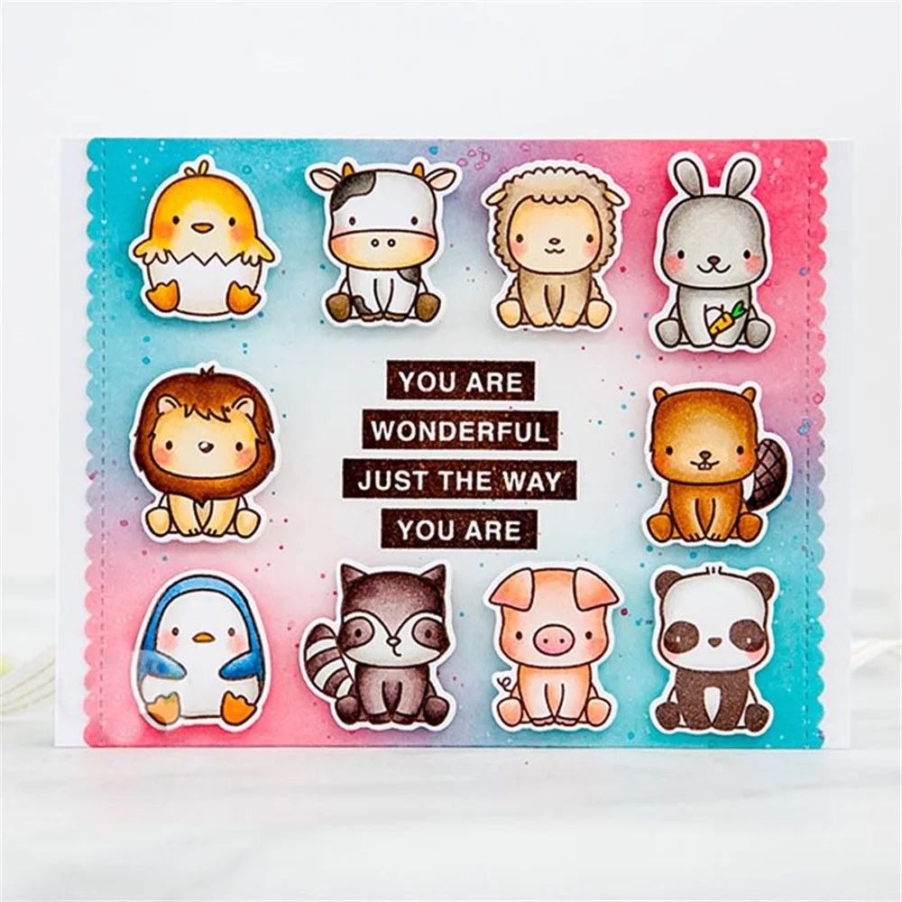 Chinese Zodiac Animals Clear Stamps and Metal Cutting Dies Sentiment Silicone Stamps for DIY Scrapbooking Embossing Paper Cards
