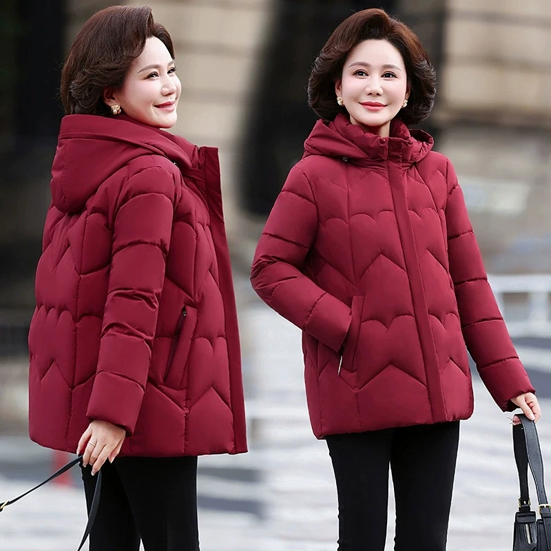

Winter Women Jacket Detachable Hooded Coat 2025 New Korean Thick Cotton Down Coat Slim Warm Mother Clothes Female Outwear Tops