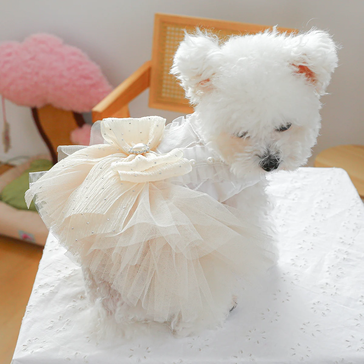 1PC Pet Clothing Dog Summer Cat Sisi Princess White Wedding Dress Princess Dress Suitable for Small and Medium sized Dogs