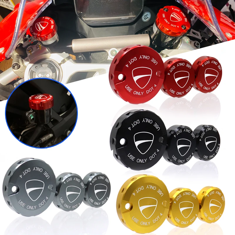 Front Clutch Brake Fluid Cylinder Covers For DUCATI V4 V2 Panigale 1299 1199/S/R 959 899 Motorcycle CNC Rear Brake Reservoir Cap