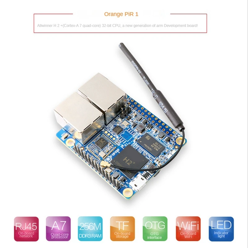 For Orange Pi R1 Allwinner H2+ Cortex-A7 Quad-Core 32-Bit Dual Network Port Development Board Programming Single Board