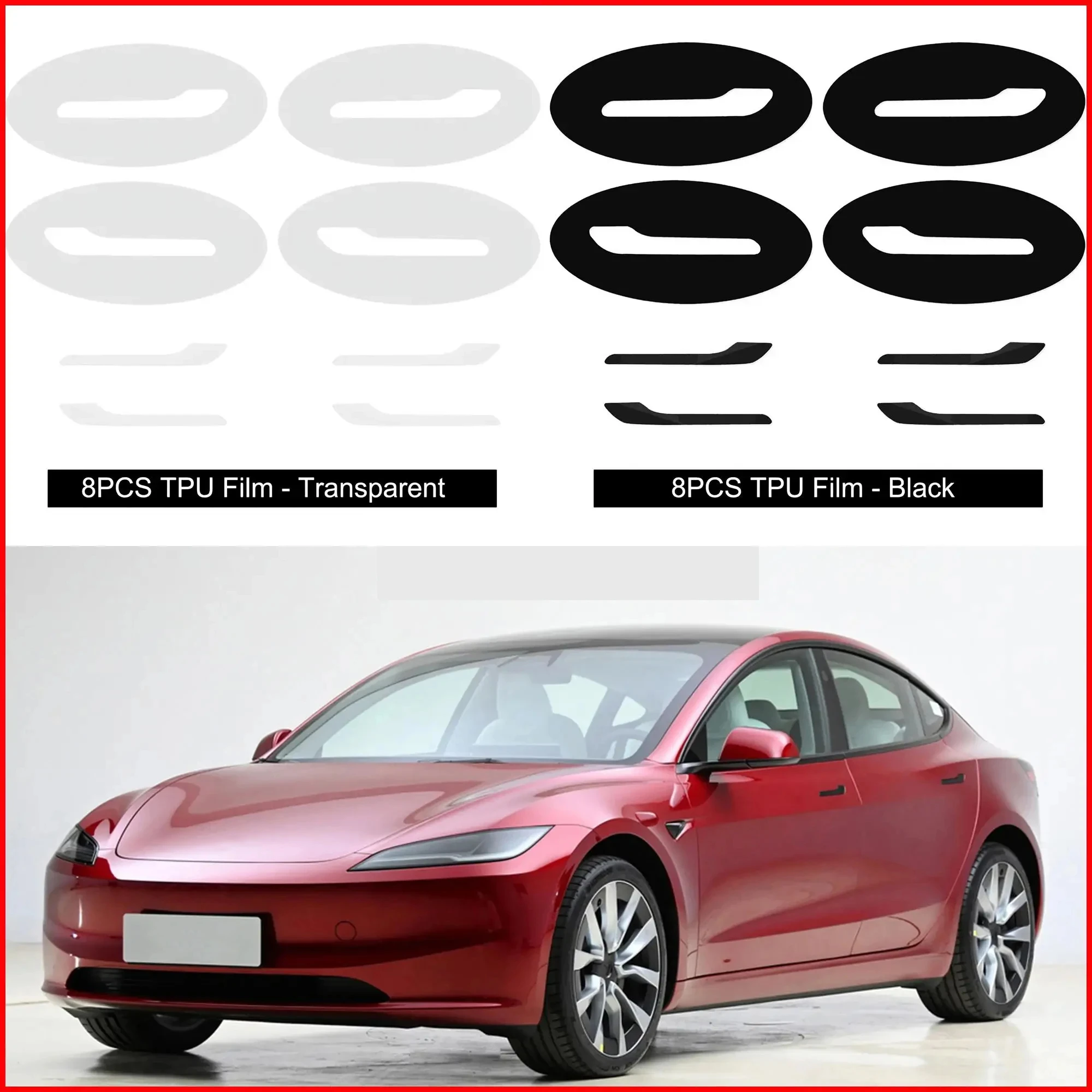 Suitable for Tesla Updated Model 3/Y Door Handle Protective Film Scratch Resistant TPU Transparent Protective Film