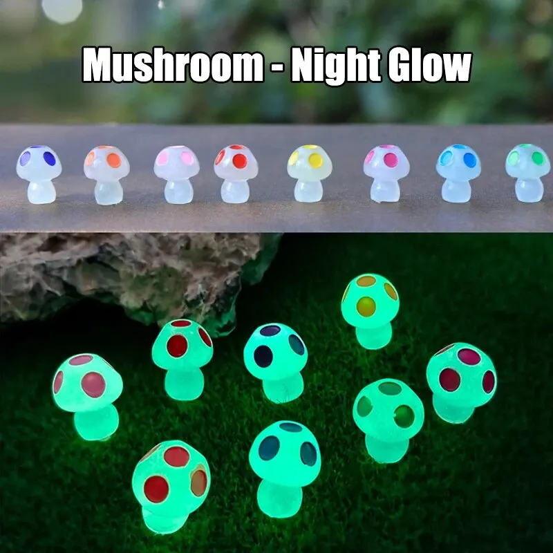 8PCS Mini Glowing Mushrooms Tiny Mushrooms Decoration for Miniature Garden Landscape Dollhouse DIY Crafts Party Ornaments