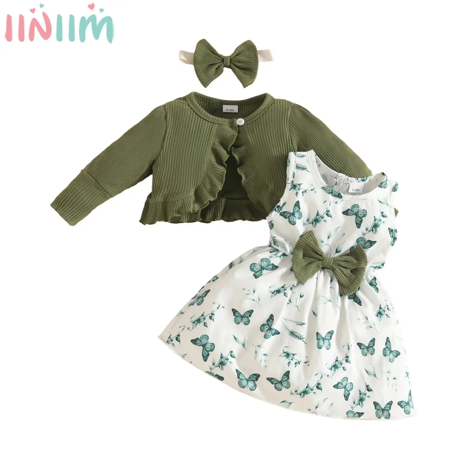 

Платье и кардиган для маленьких девочек, платье без рукавов с цветочным принтом и шалью с длинными рукавами, пальто для повседневной школы, дня рождения