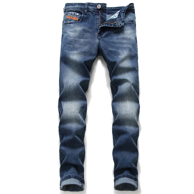 

European Men Italy Famous Brand Jeans Pants Men Slim Jeans Zipper Straight Jeans Pants Gentleman Black Hole Jeans for Men